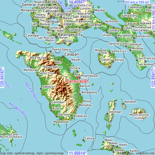 Topographic map of Pangulayan