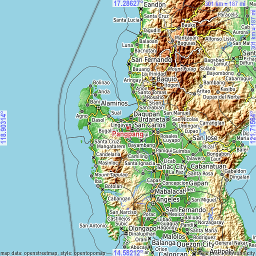 Topographic map of Pangpang