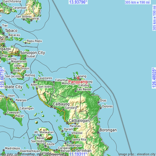 Topographic map of Pangpang