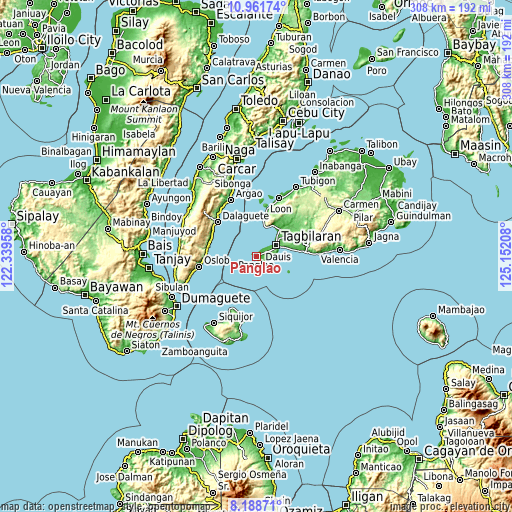 Topographic map of Panglao