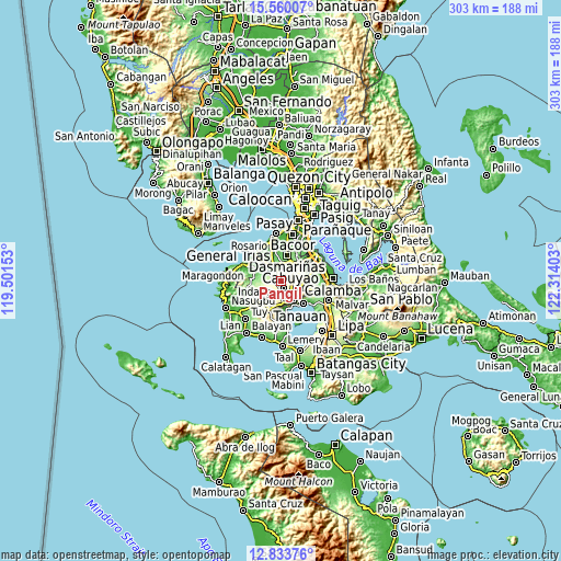 Topographic map of Pangil