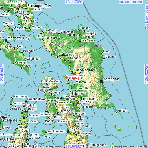 Topographic map of Pangdan