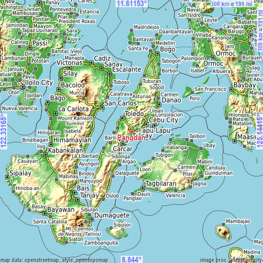 Topographic map of Pangdan