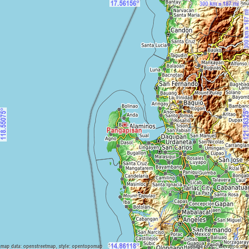 Topographic map of Pangapisan