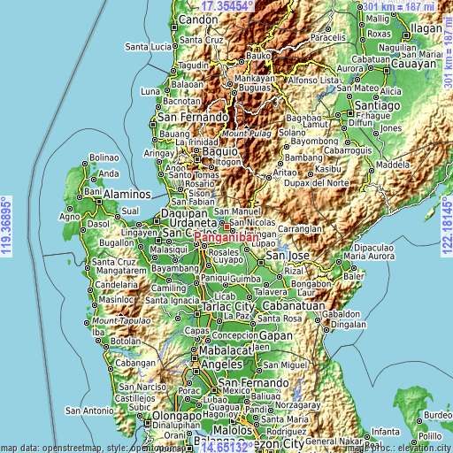 Topographic map of Panganiban