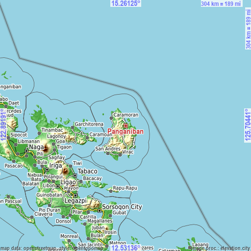 Topographic map of Panganiban