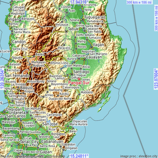 Topographic map of Pangal Sur