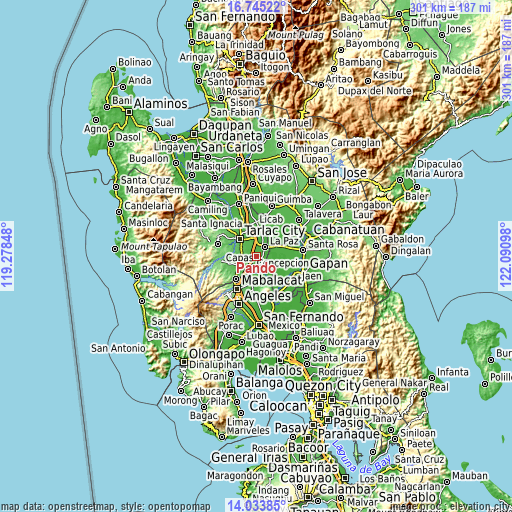 Topographic map of Pando