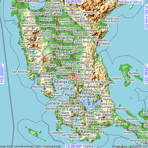 Topographic map of Pandi