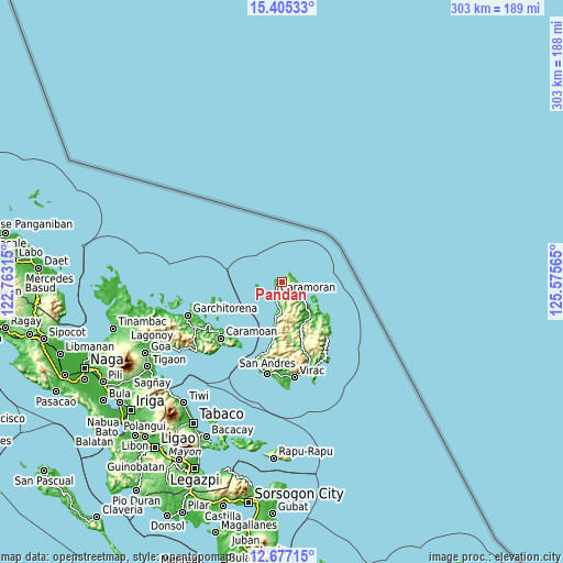 Topographic map of Pandan