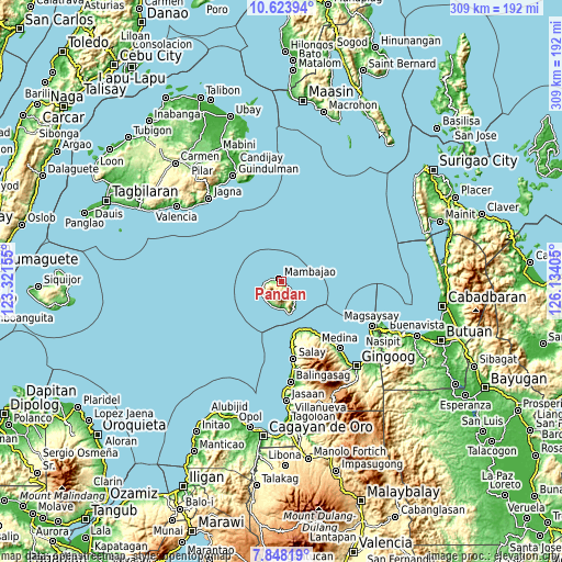 Topographic map of Pandan