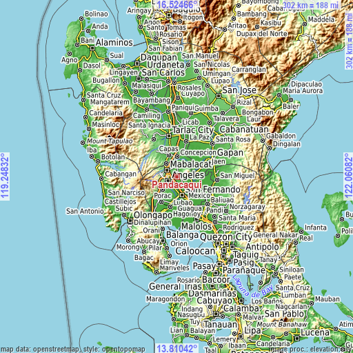 Topographic map of Pandacaqui