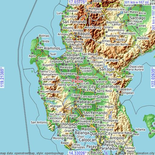 Topographic map of Pance