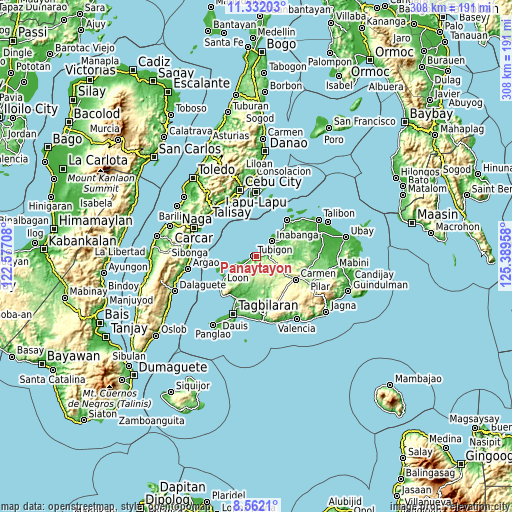 Topographic map of Panaytayon