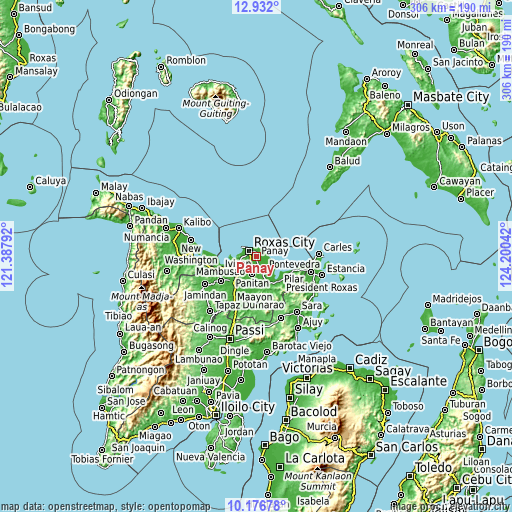 Topographic map of Panay