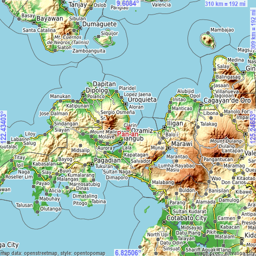 Topographic map of Pan-an