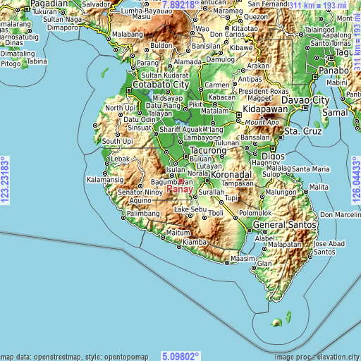 Topographic map of Panay