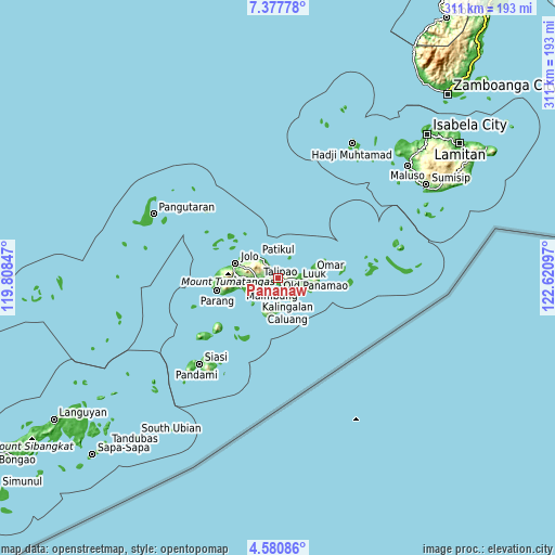 Topographic map of Pananaw
