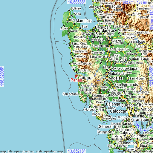 Topographic map of Panan