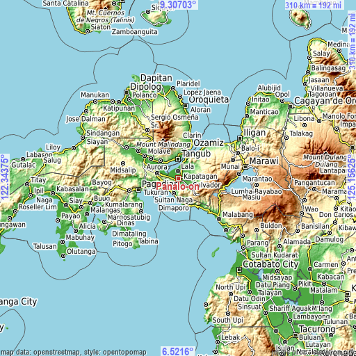 Topographic map of Panalo-on