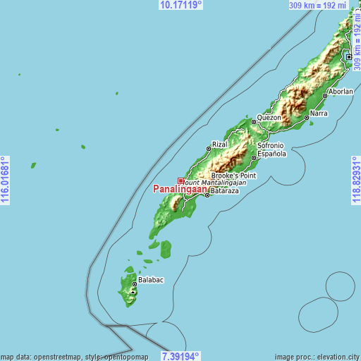 Topographic map of Panalingaan