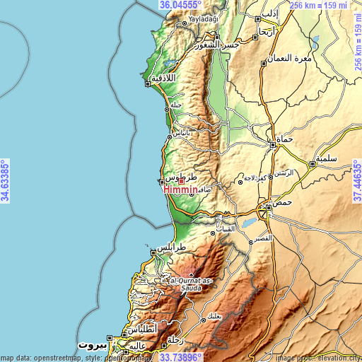Topographic map of Ḩimmīn