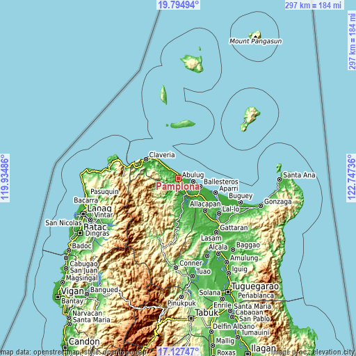 Topographic map of Pamplona