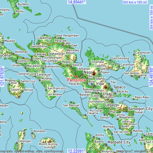 Topographic map of Pamplona