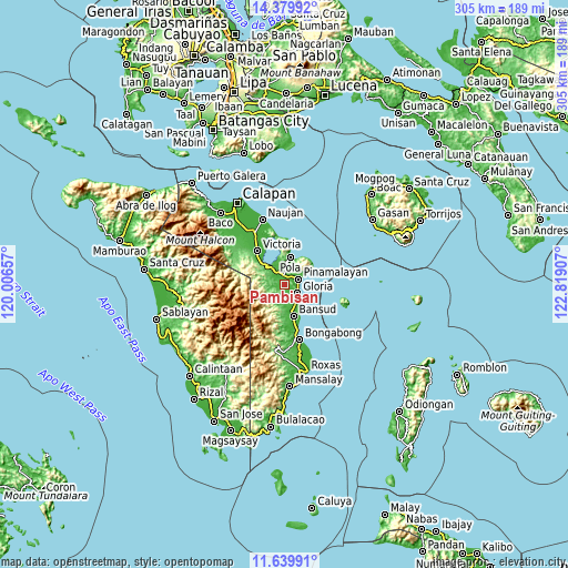 Topographic map of Pambisan