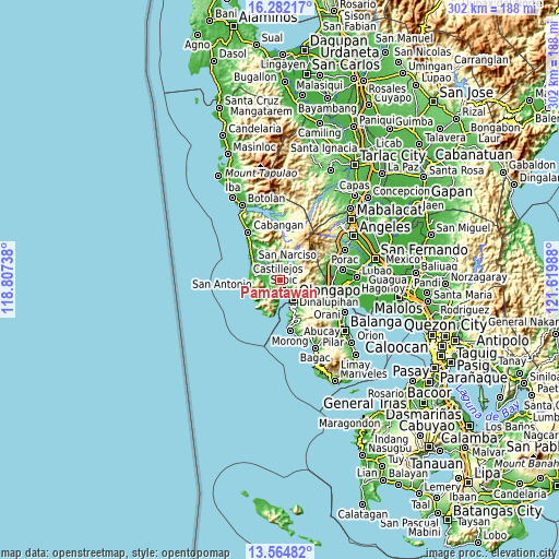 Topographic map of Pamatawan