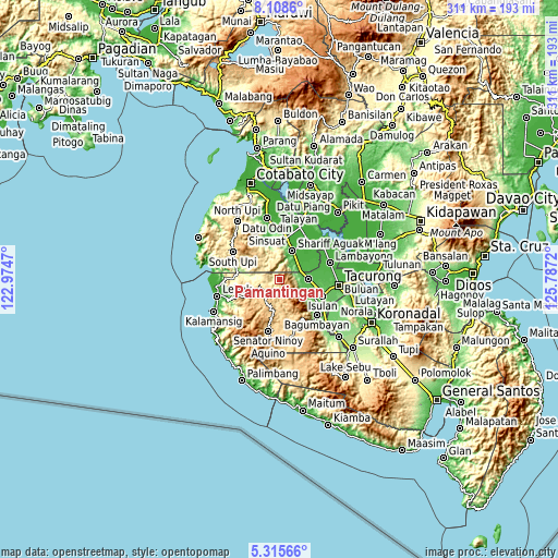 Topographic map of Pamantingan