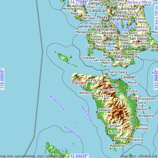 Topographic map of Paluan