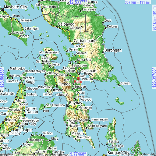 Topographic map of Palo