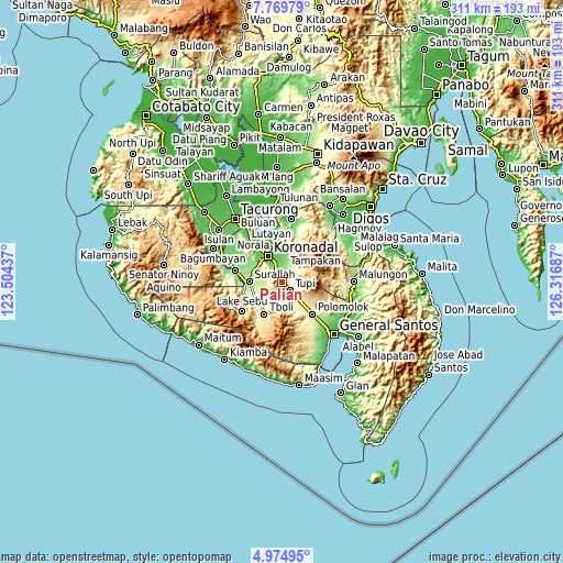 Topographic map of Palian