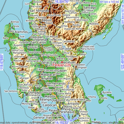 Topographic map of Palayan City