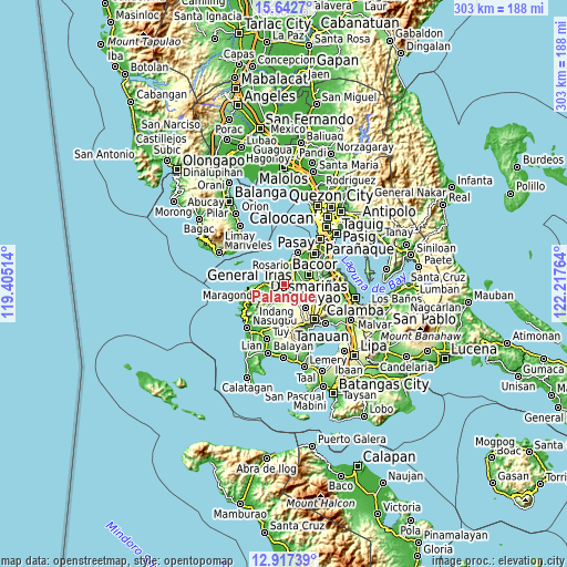 Topographic map of Palangue