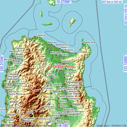 Topographic map of Palagao Norte