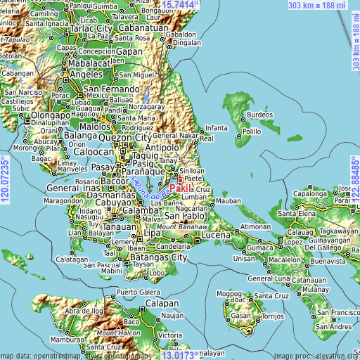 Topographic map of Pakil