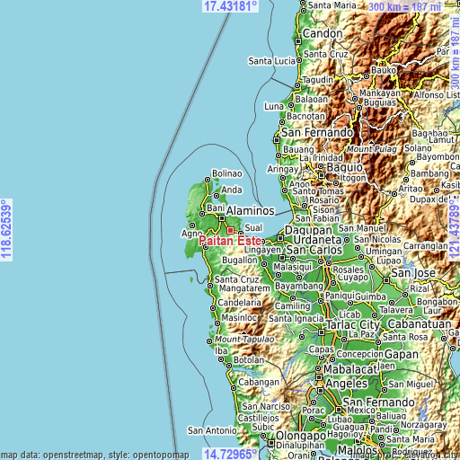 Topographic map of Paitan Este