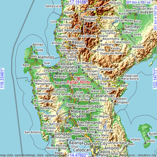 Topographic map of Paitan Norte