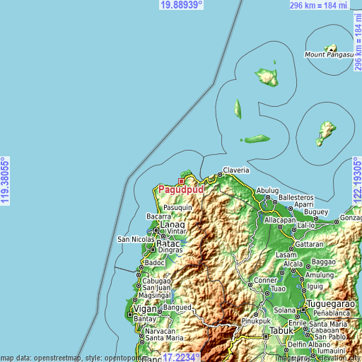 Topographic map of Pagudpud