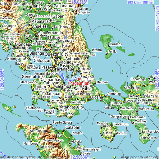 Topographic map of Pagsanjan