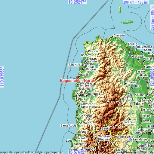 Topographic map of Pagsanahan Norte