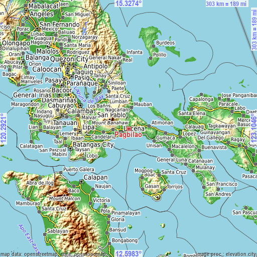 Topographic map of Pagbilao