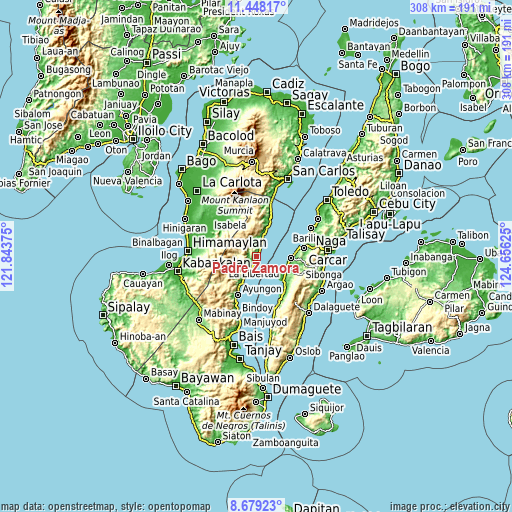 Topographic map of Padre Zamora