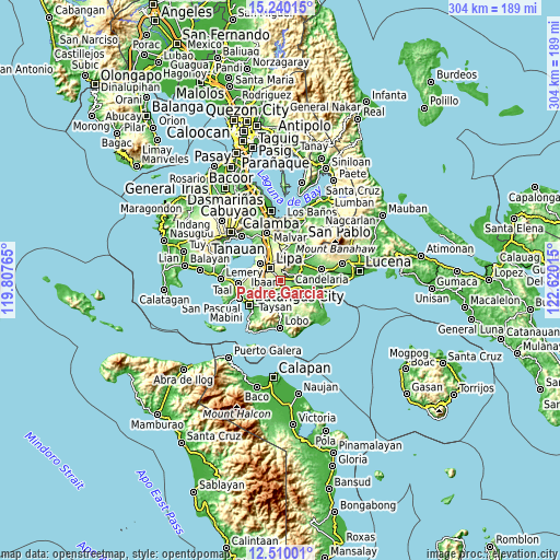 Topographic map of Padre Garcia