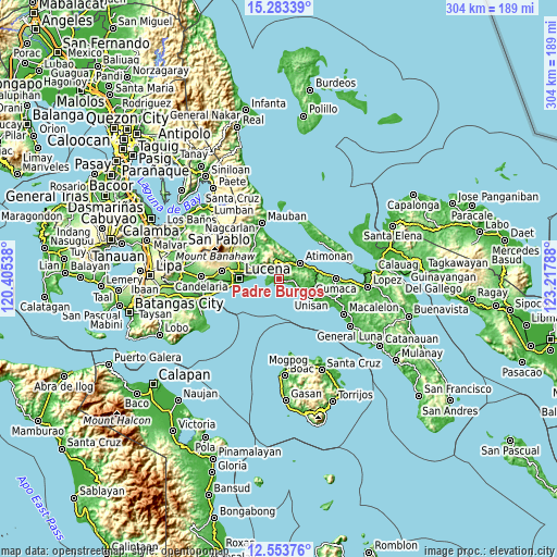 Topographic map of Padre Burgos