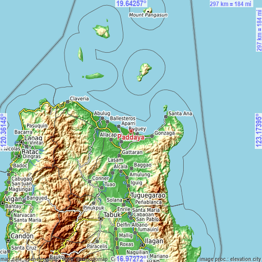 Topographic map of Paddaya