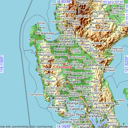 Topographic map of Padapada