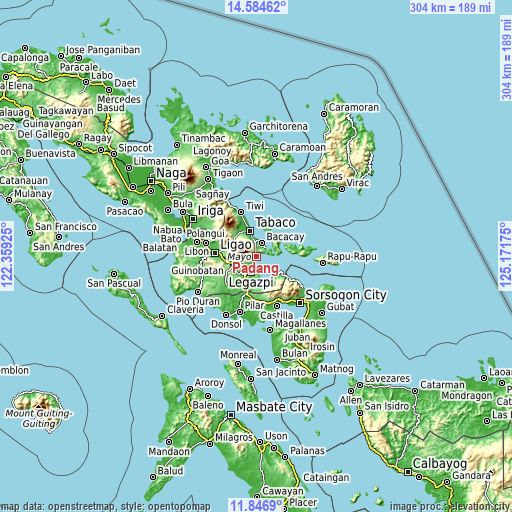 Topographic map of Padang